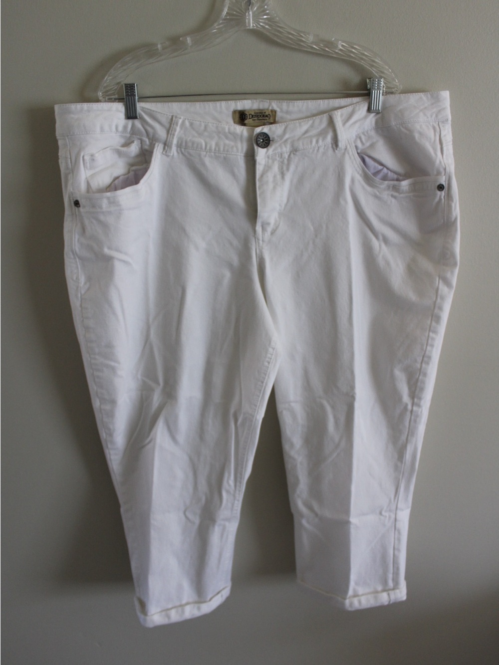 Democracy Jeans Size 22 White Stretch Denim Pants Ladies Cropped